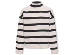 Kids ONLY birch/black stribet loose højhalset strikbluse